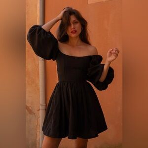 NEW Olana Bella mini linen dress in black 4